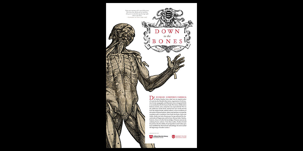 Down to the Bones -- Rare Books Exhibition - Exhibition poster designed by David Wolske