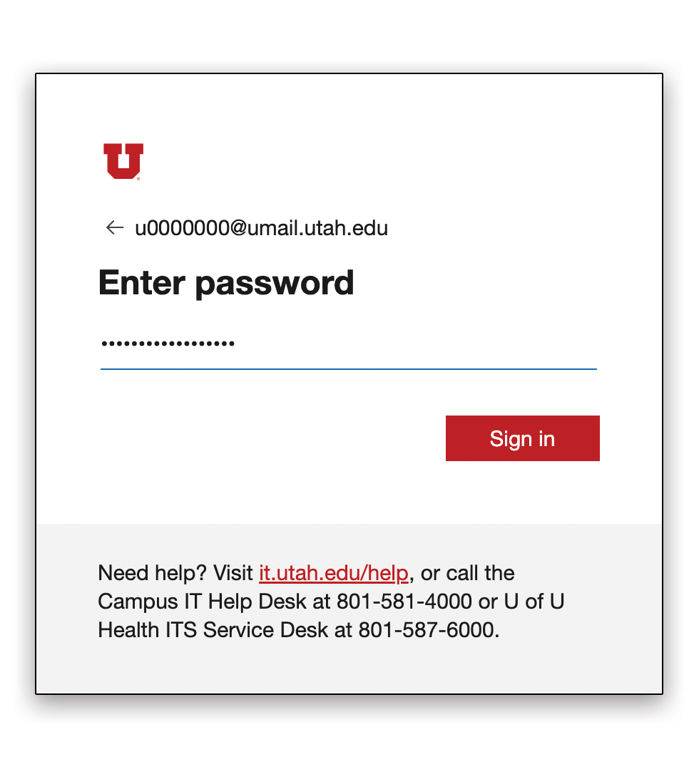 Screenshot of CAS password window