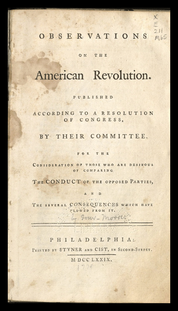 Observation on the American Revolution (Morris)