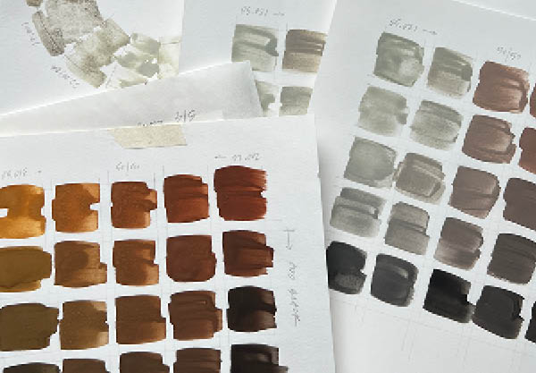 image of ochre pigments on paper