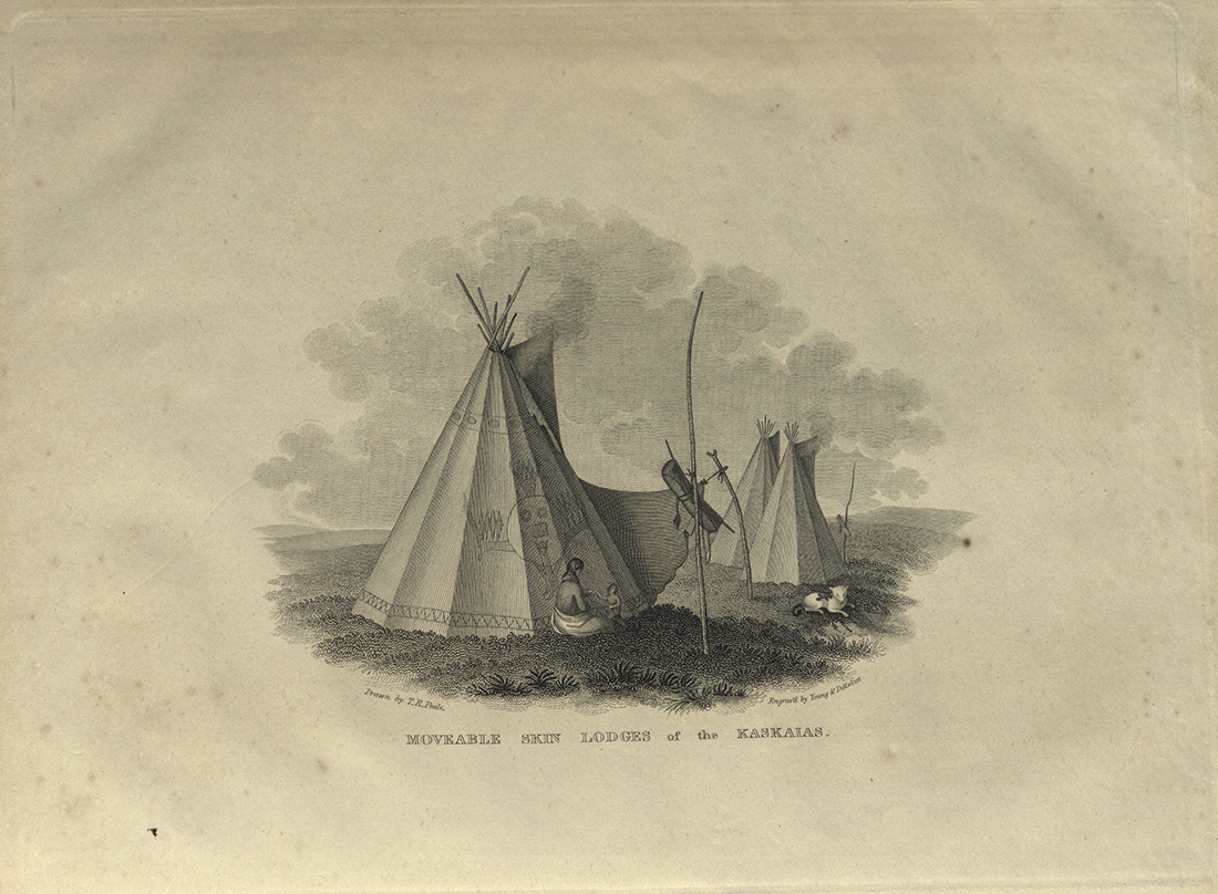 Account of an Expedition... Engraving “Moveable Skin Lodges of the Kaskaias”