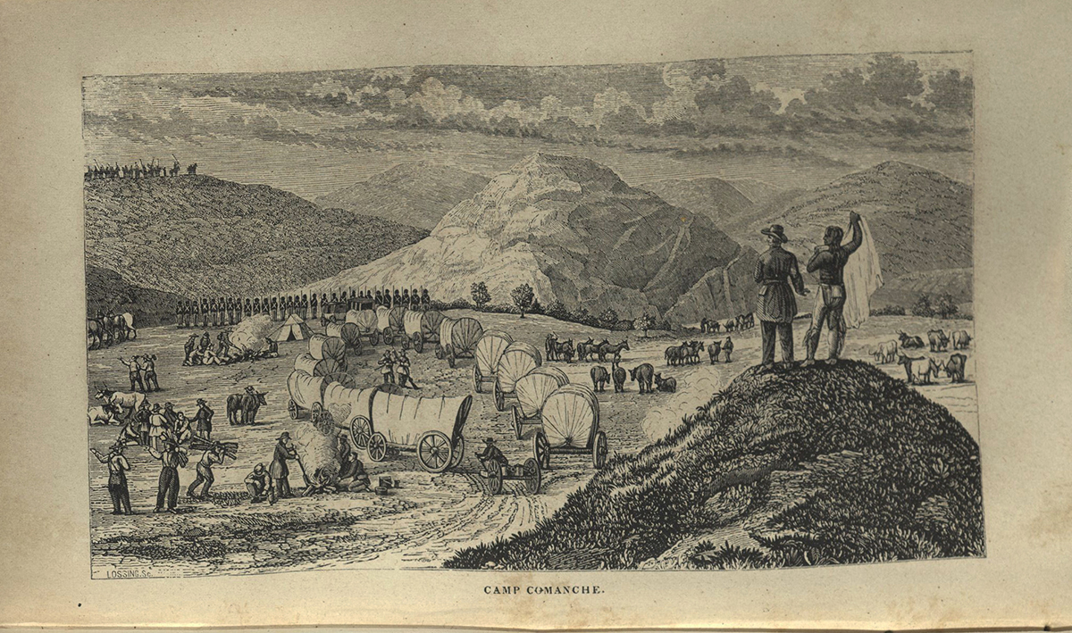 Commerce of the Prairies, engraving opposite page 38 "Comanche camps"