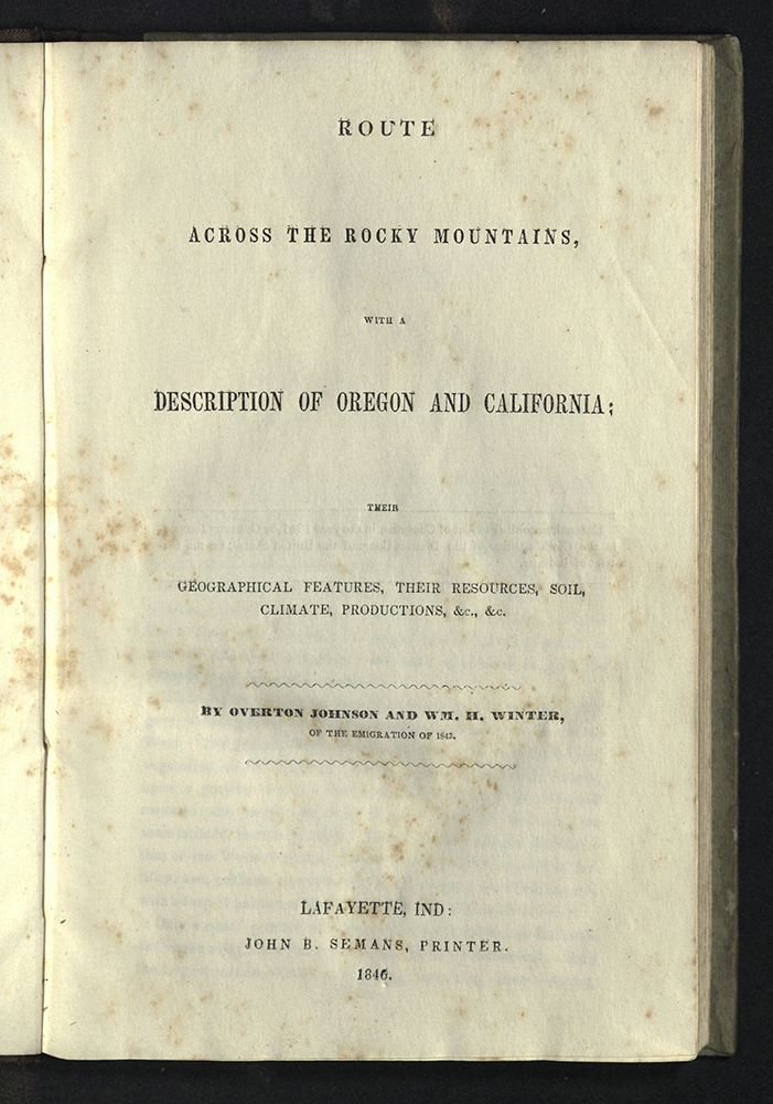 Route across the Rocky Mountains, title page