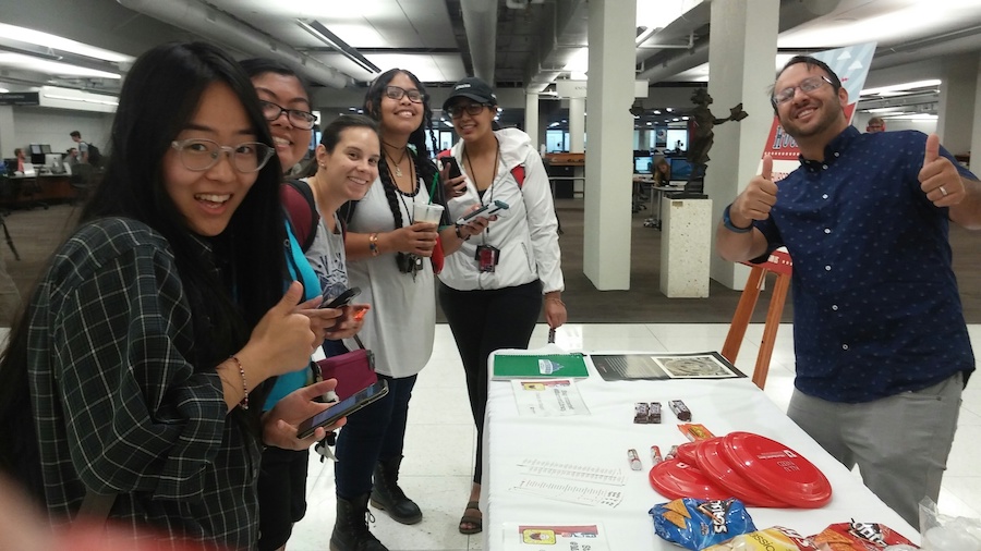 Students interacting at the Marriott Library 