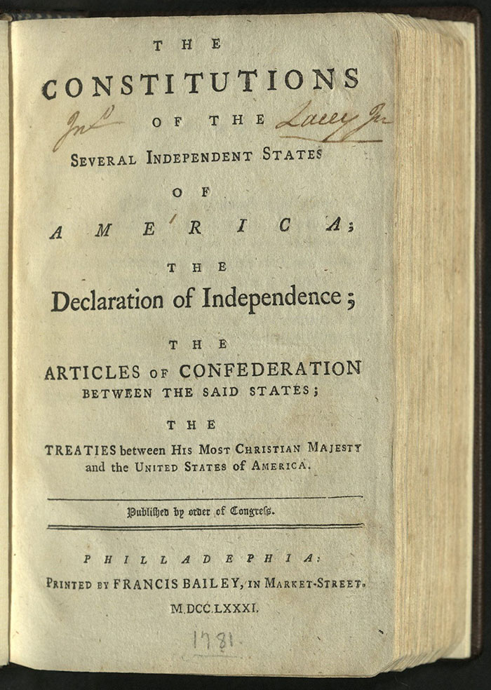 Continental Congress, Constitutions of the Several Independent...