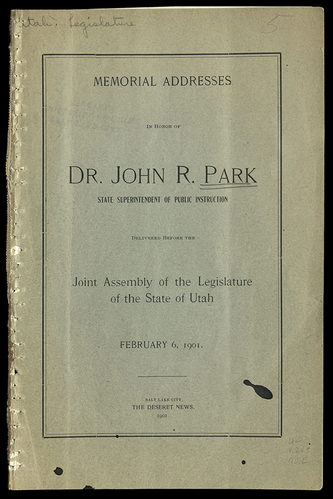 Memorial Addresses, Dr. John R. Park