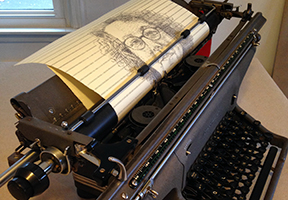 image of typewriter with portrait 
