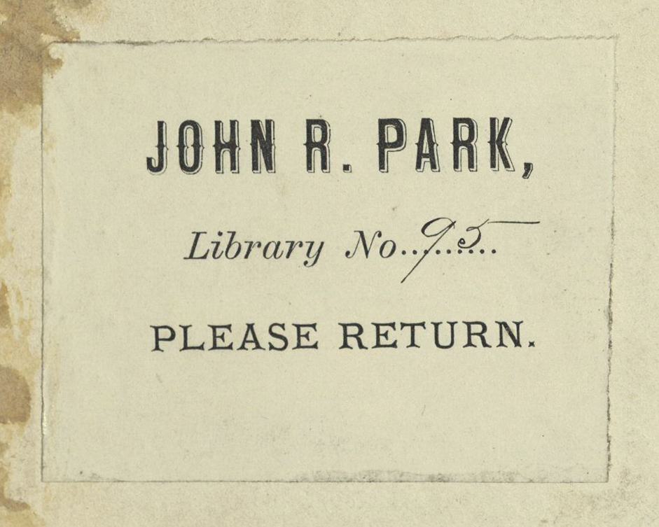John R Park Bookplate