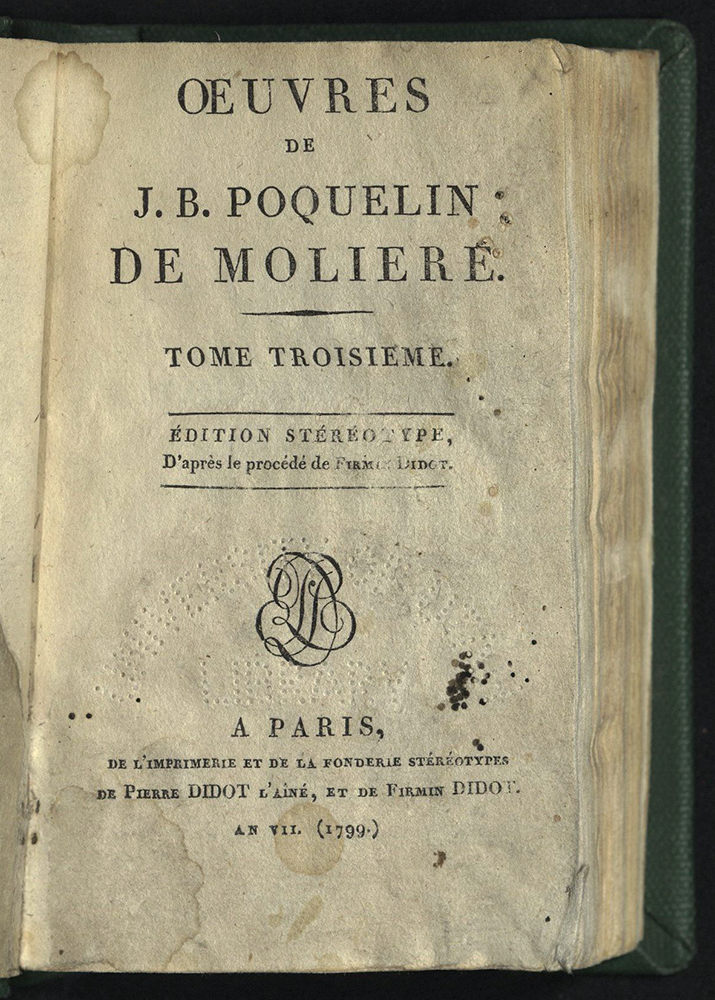 Oeuvres de J.B. Poquelin... title page