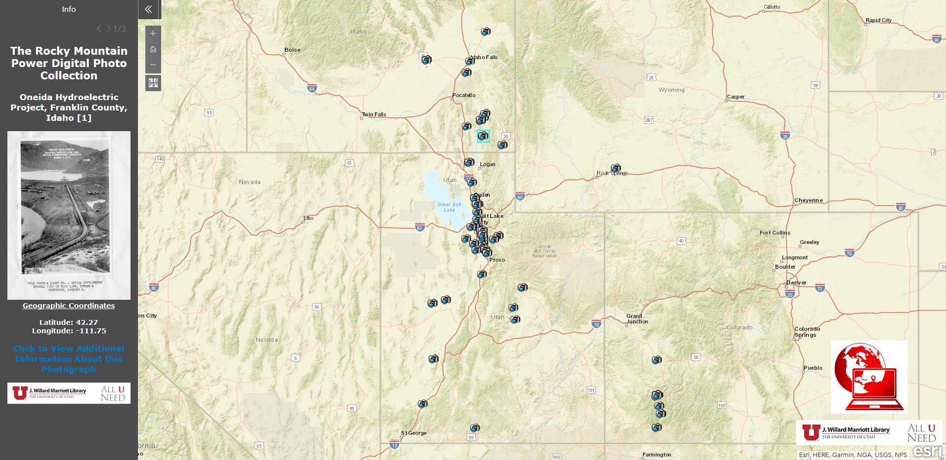 The Rocky Mountain Power Digital Photo Collection: An interactive mapping application exploring the digital photograph collection for Rocky Mountain Power.