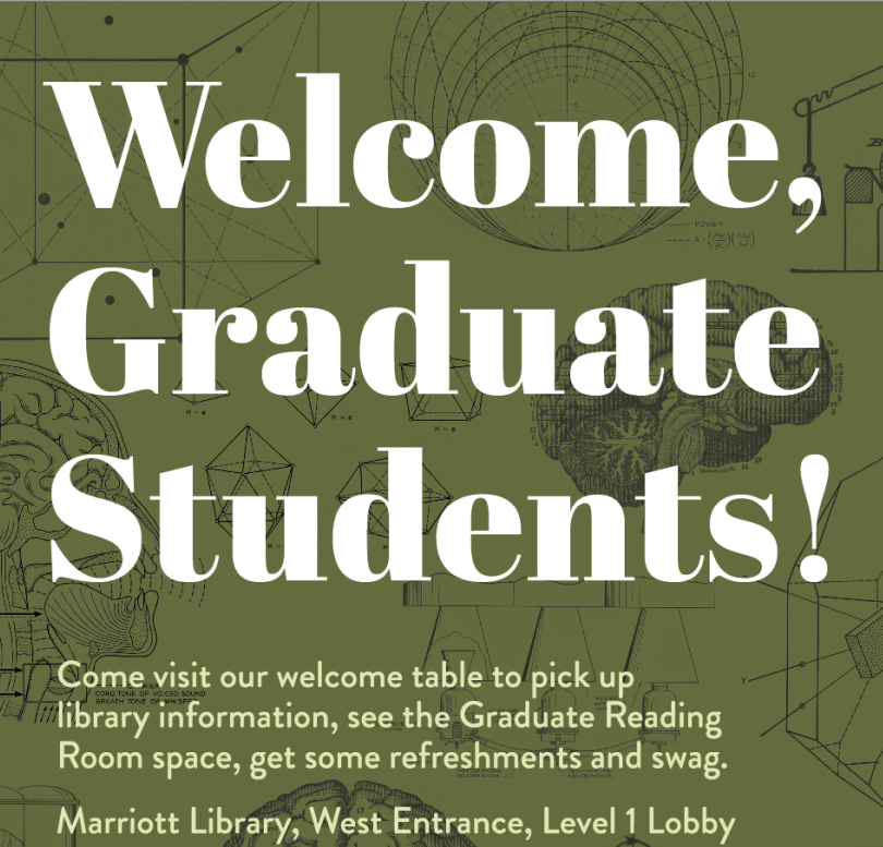 Poster image for welcome tabling event for graduate students