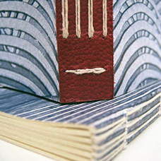 detail of long and link stitch binding