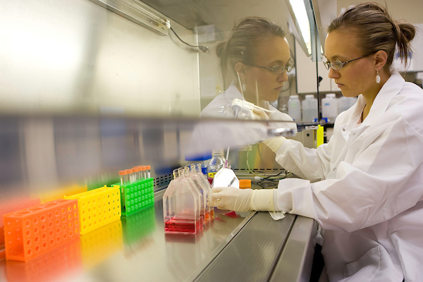 Student in a science lab