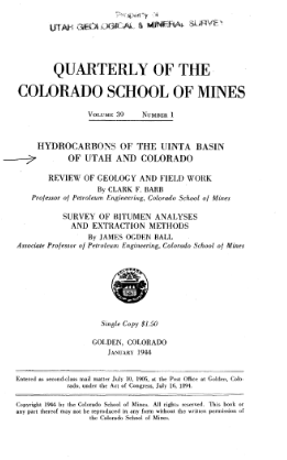 Quarterly of the Colorado School of Mines 1944 cover