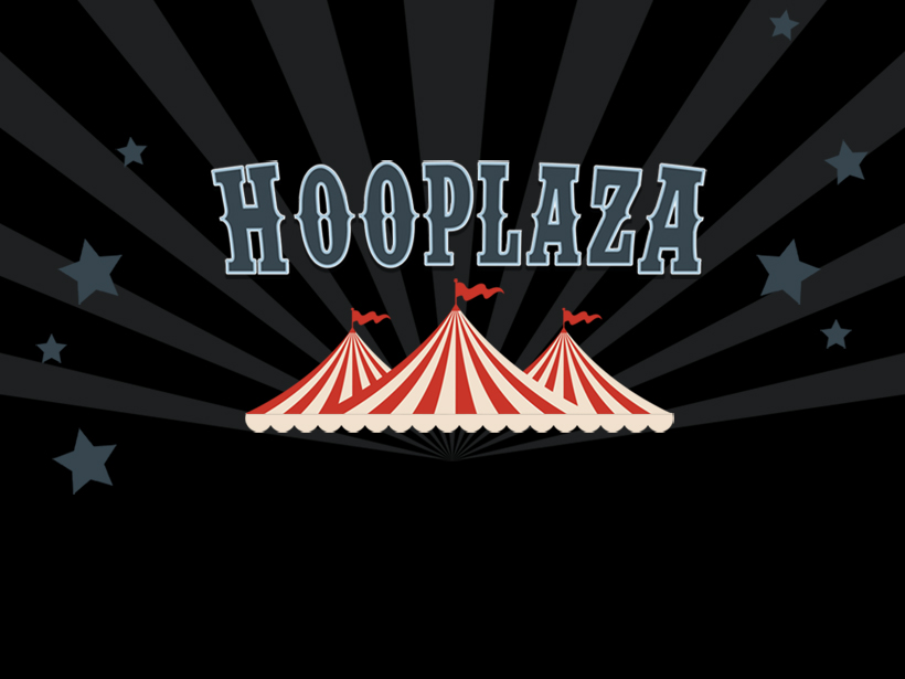 Hooplaza with a carnival tent and some stars