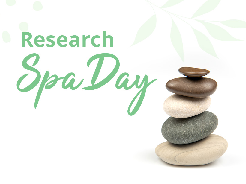 Research Spa Day with spa rocks and leaves