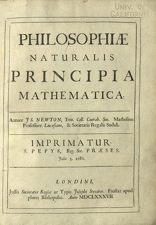 Title page of Newton's Principia.