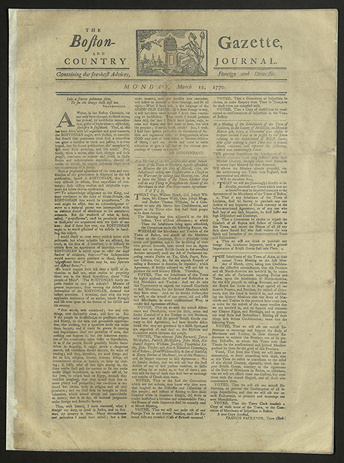 THE BOSTON GAZETTE, OR, COUNTRY JOURNAL