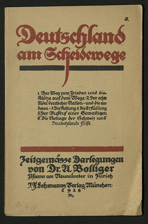 Front Cover of Adolf Bollinger's Deutschland am Scheidewege, 1918