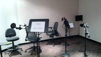 Sound proof audio studio with music equipment and related software