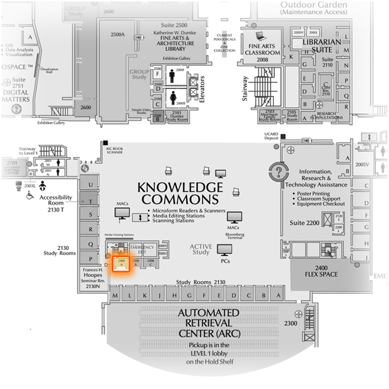 Level 2 Study Booth 2400A highlighted