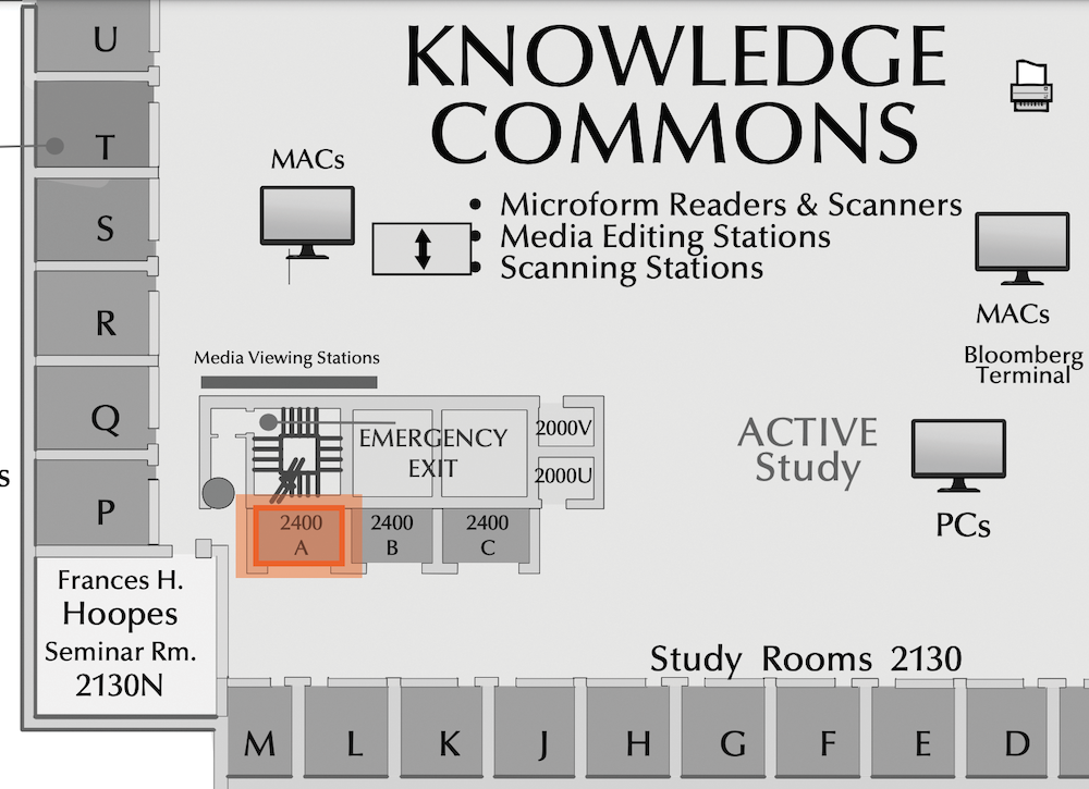 Level 2 Study Booth 2400A highlighted