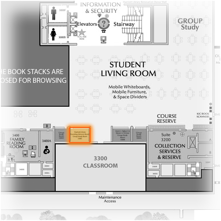Level 3 Room 3300C highlighted