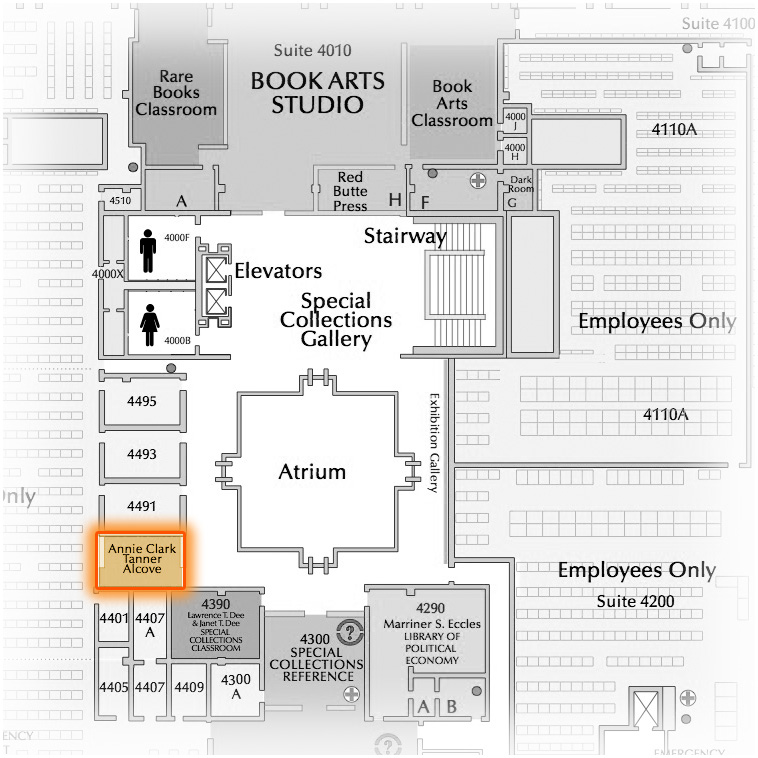 Level 4 Annie Clark Tanner Alcove highlighted on map