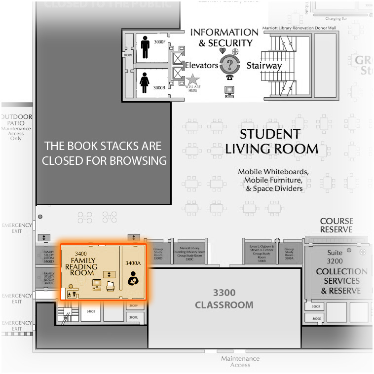 Level 3 Family Reading Room highlighted