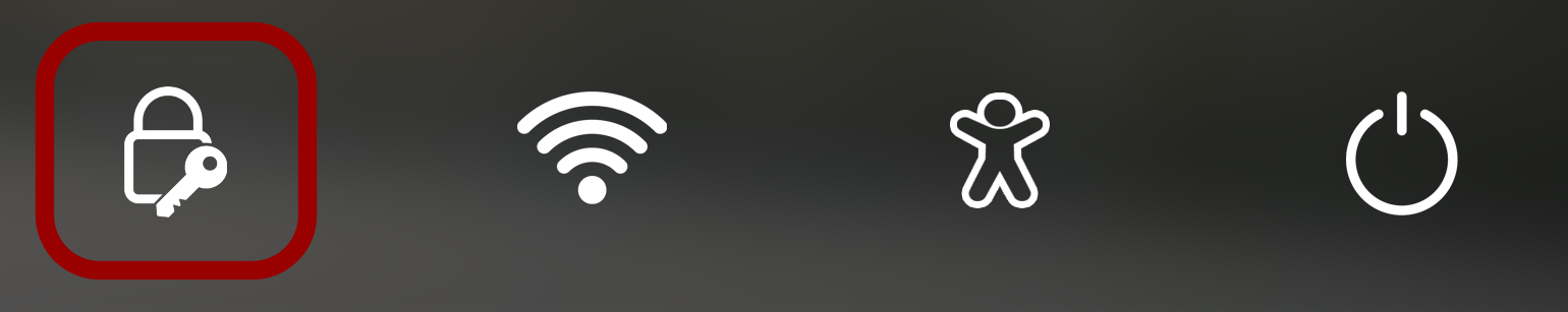 a screen shot of the login window icons. The network sign-in icon has a red square around it